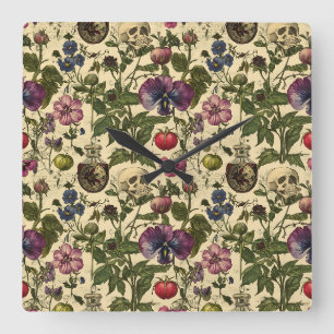 Poison Petals Square Wall Clock