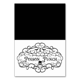 Poison Punch Vintage Elegant Halloween Food Tent Table Number