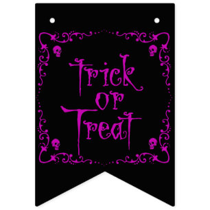 Poison Purple Trick or Treat Bunting Flags