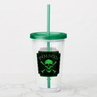 Poison Skull and Crossbones Halloween Design Print Acrylic Tumbler