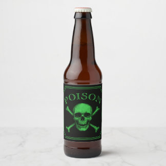 Poison Skull and Crossbones Halloween Design Print Beer Bottle Label