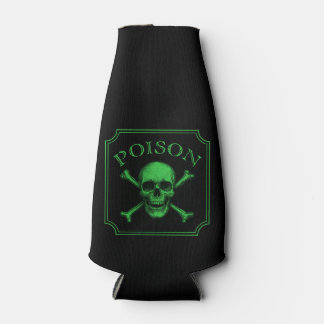Poison Skull and Crossbones Halloween Design Print Bottle Cooler