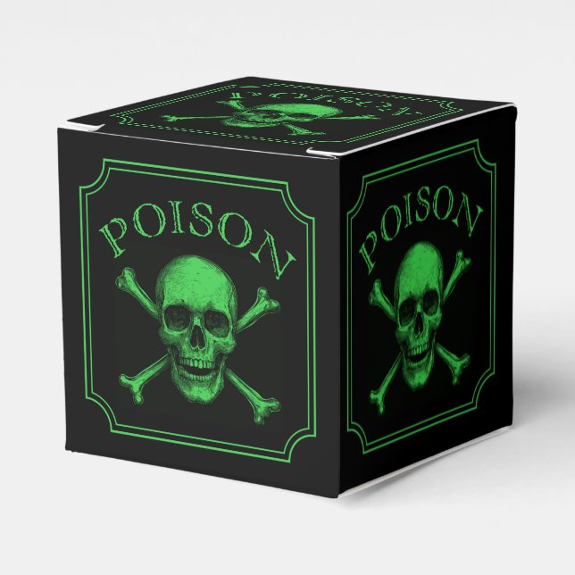 Poison Skull and Crossbones Halloween Design Print Favor Box (Front Side)