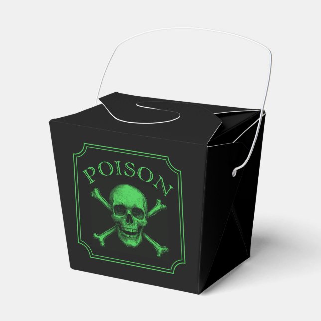 Poison Skull and Crossbones Halloween Design Print Favor Box (Front Side)