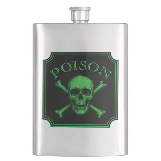 Poison Skull and Crossbones Halloween Design Print Hip Flask