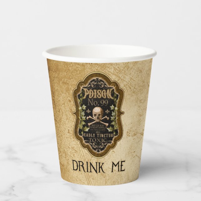 Poison Skull Apothecary Halloween  Paper Cups (Front)