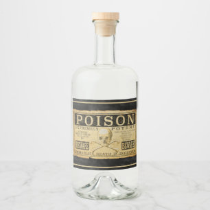 Poison Skull Gothic Apothecary Halloween  Liquor Bottle Label