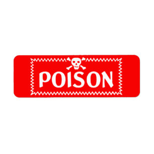 Poison Vintage Red Crossbones Étiquette de danger