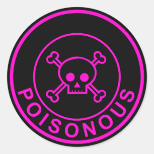 Poisonous pink black circle skull sticker