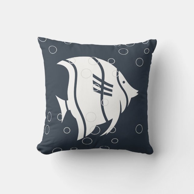 Poisson blanc sur COUSSIN bleu marine (Recto)