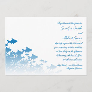Poisson bleu et Faire-part de mariage corallienne