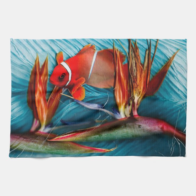 Poisson clown dans la serviette de cuisine Paradis (Horizontal)