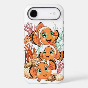 Poisson clown Dessin animé mignon Famille Sous l'e