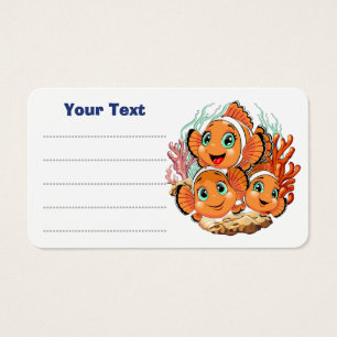 Poisson clown Dessin animé mignon Famille Sous l'e
