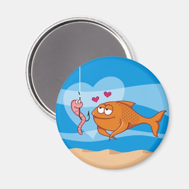 Poisson et appât en amour Magnets (Recto/Verso)