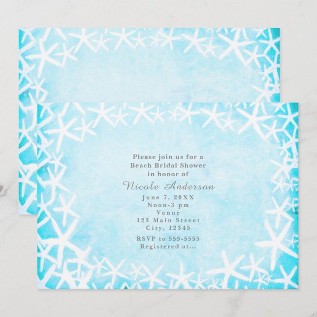 Poisson étoilé peint Aqua Blue Party Invitations (Devant / Derrière)