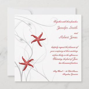 Poisson-étoile rouge au Faire-part de mariage de c
