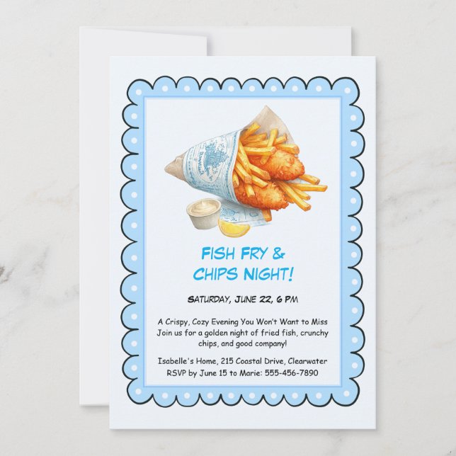 Poisson Fry & Chips - Invitation Décontractée de l (Devant)