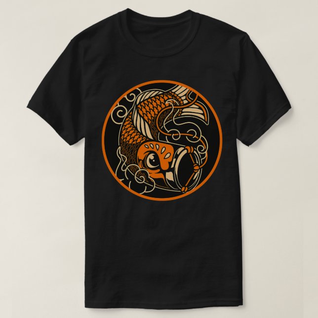 Poisson japonais Koi Nobori noir classique TShirt (Design devant)