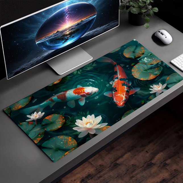 Poisson Koi Dans L'Eau Lotus Blanc Illustration Ar (Créateur téléchargé)