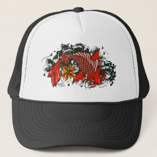Poisson koi tattoo old school fish trucker hat