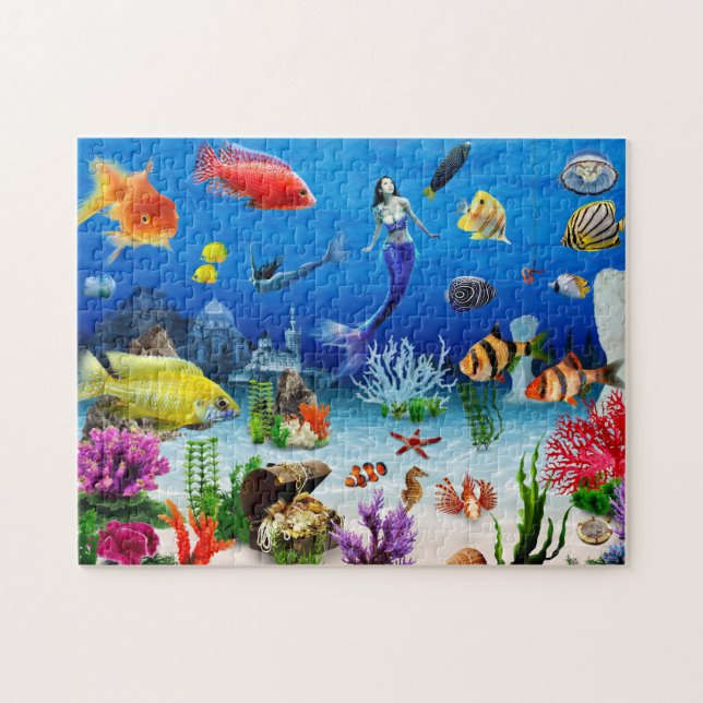 Poisson marin Sirène Ariel Puzzle de sirène sous-m (Horizontal)