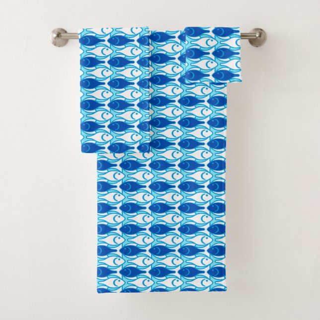 Poisson moderne du milieu du siècle, bleu et blanc (En situation)