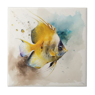 Poisson Papillon, Aquarelle, Carreaux en céramique
