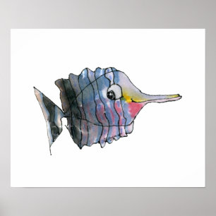 Poisson Papillon de dessin Poisson Poster d'art mu