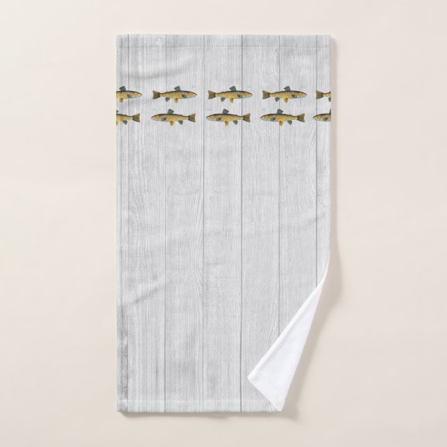 Poisson rustique de truite blanche aquarelle vinta (Serviette à main)