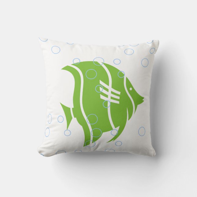 poisson vert sur COUSSIN blanc (Recto)