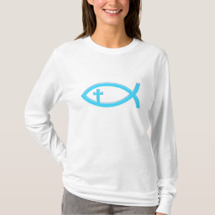 Poissons chrétiens avec le T-shirt de crucifix