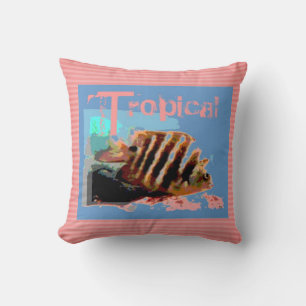 Poissons Coussin Motif  des bandes et des points a