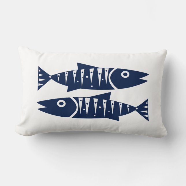 Poissons Coussins nautiques Côte Bleue et blanche (Recto)