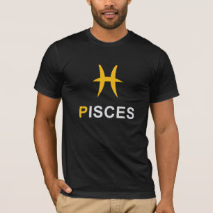 Poissons signe zodiaque T-shirt en texte blanc