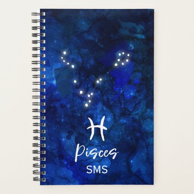 Poissons Zodiac Constellation Bleu Galaxie Monogra (Devant)