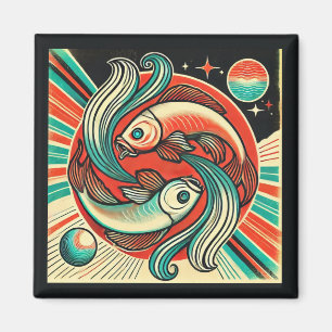 Poissons Zodiac Magnet Retro Design