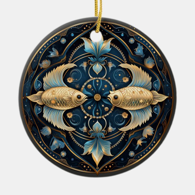 Poissons Zodiac Ornement d'Astrologie Personnalisé (Devant)