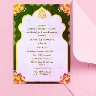 Poite Janeu Upanayanam Hindu Holy Thread Blue Gold Invitation