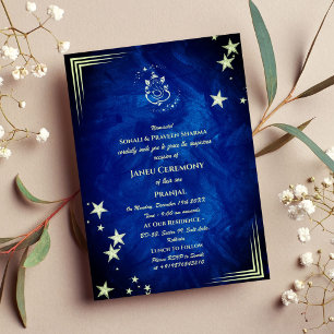 Poite Janeu Upanayanam Hindu Holy Thread Blue Gold Invitation