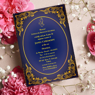 Poite Janeu Upanayanam Hindu Holy Thread Blue Gold Invitation