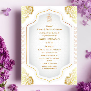 Poite Janeu Upanayanam Hindu Holy Thread Blue Gold Invitation