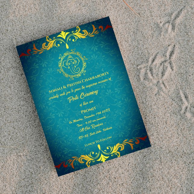 Poite Janeu Upanayanam Hindu Holy Thread Floral Invitation (Creator Uploaded)