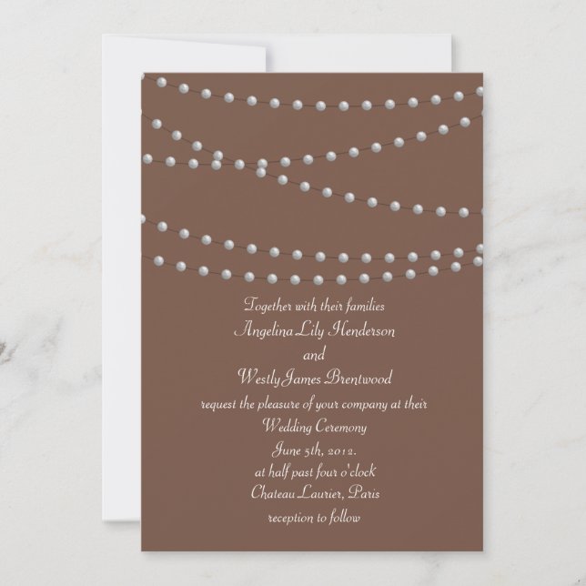 Poitrine de perles sur Faire-part de mariage Brown (Devant)