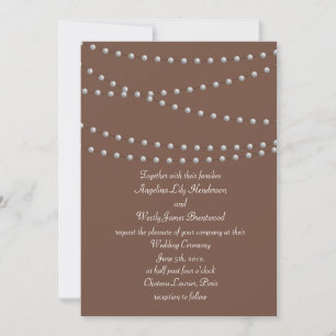 Poitrine de perles sur Faire-part de mariage Brown
