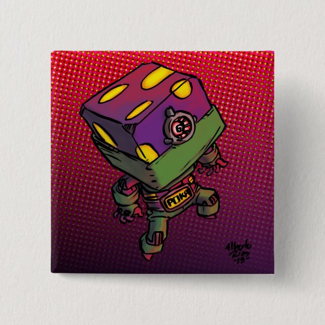 Poka 2 Inch Square Button (Front)