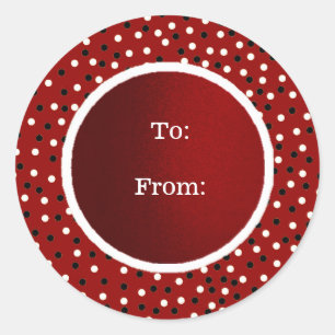 Poke A Dot Red Blk&White Sticker-to / from Classic Round Sticker