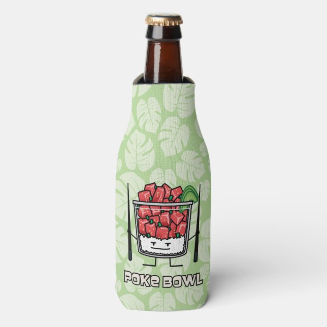 Poke bowl Hawaii raw fish salad chopsticks aku Bottle Cooler (Bottle Front)