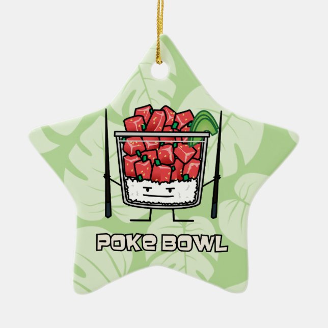 Poke bowl Hawaii raw fish salad chopsticks aku Ceramic Ornament (Front)