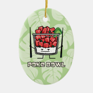 Poke bowl Hawaii raw fish salad chopsticks aku Ceramic Ornament